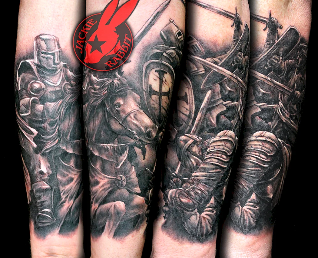 Тату рукав рыцарь