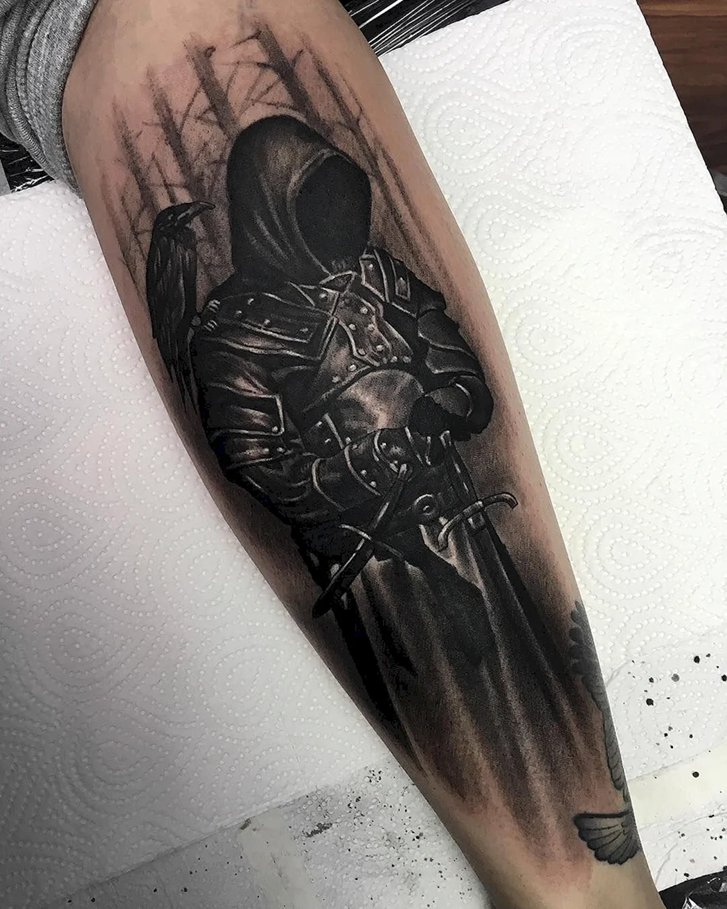 Тату воин на предплечье