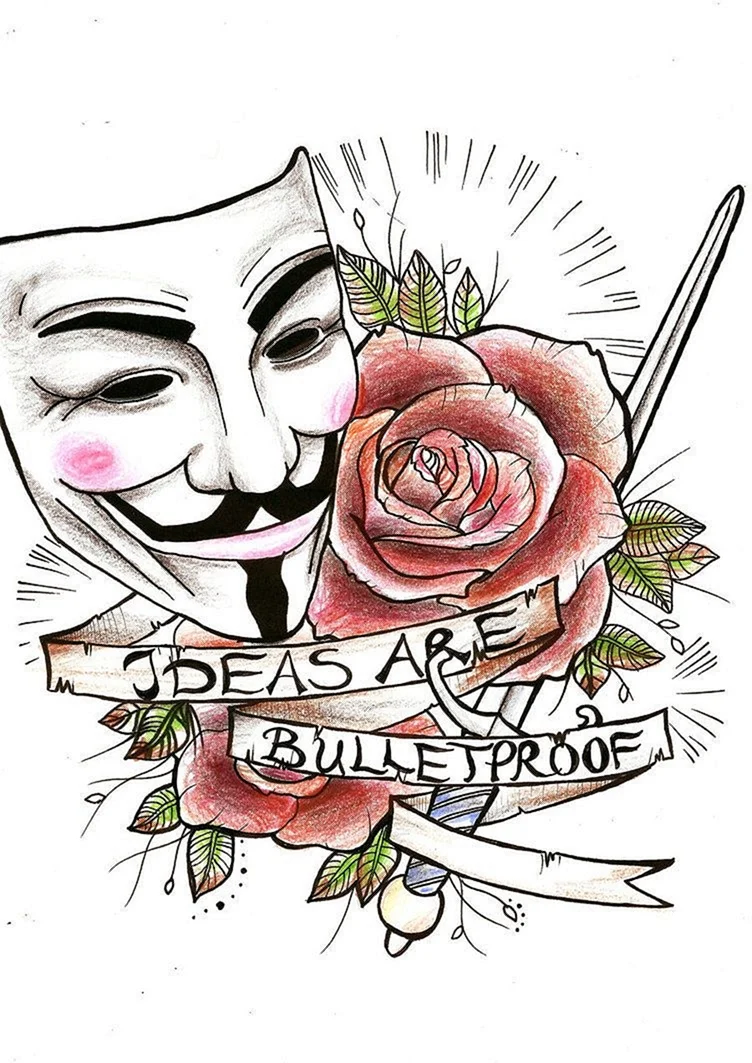 Гай Фокс тату эскизы