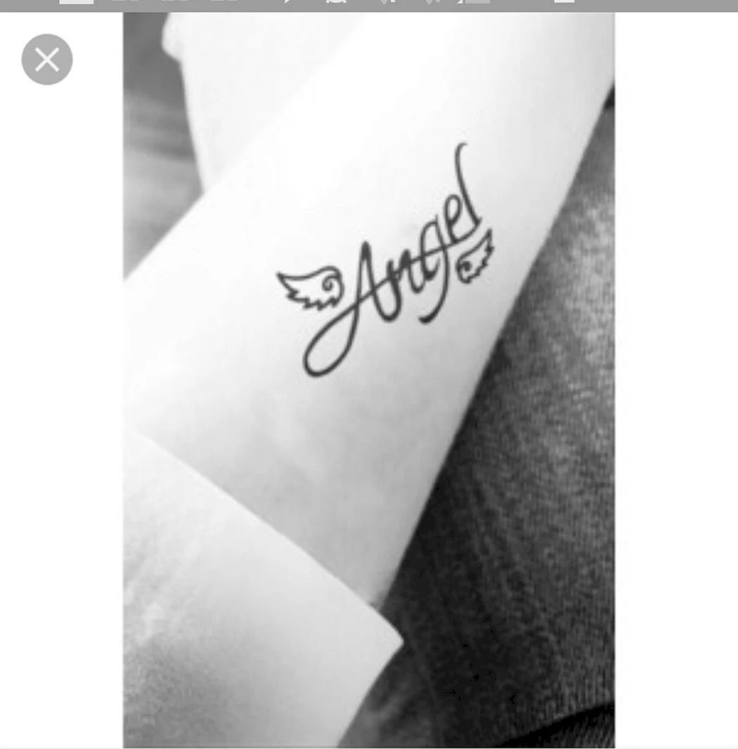 Тату надпись ангел