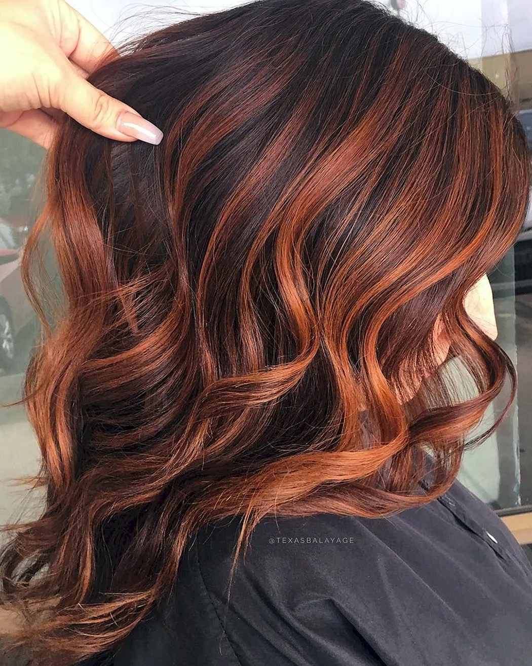 Каштаново медный балаяж