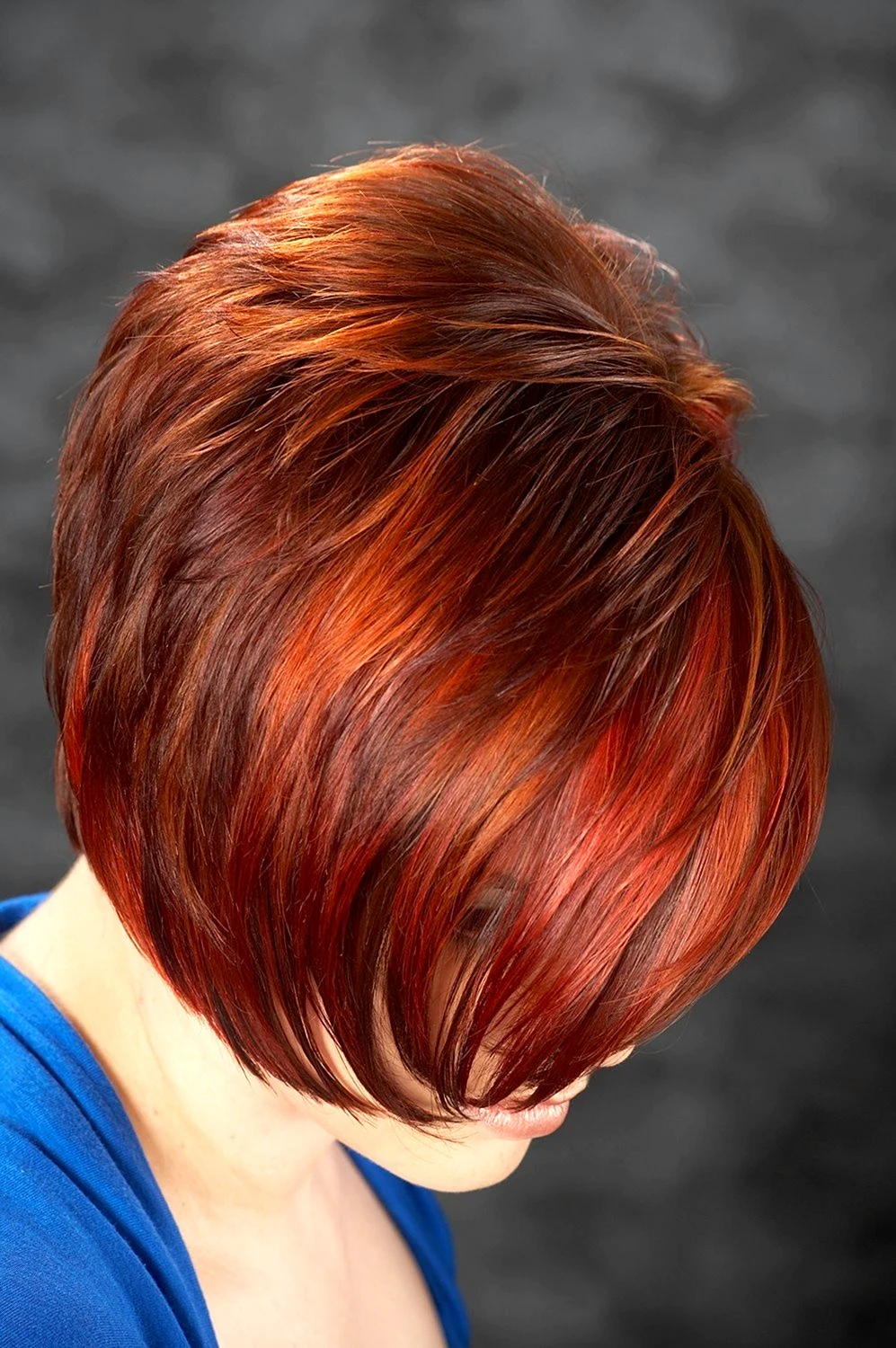 Рыжее мелирование на короткие волосы
