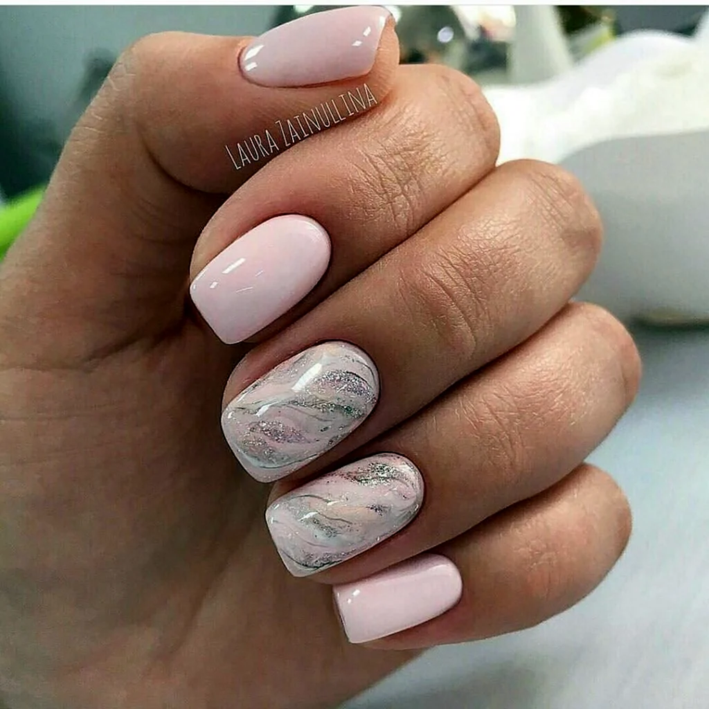 Маникюр 2025 квадрат мрамор