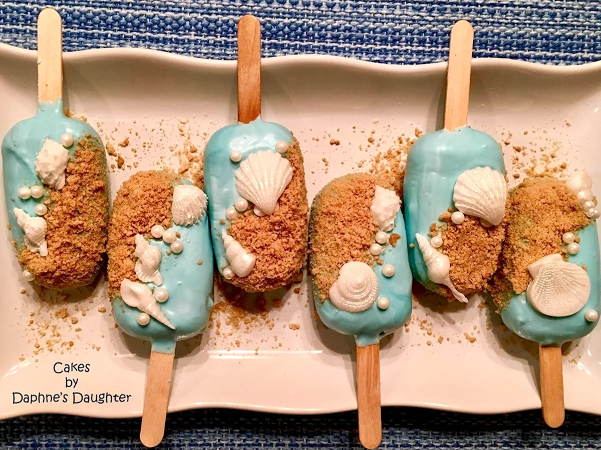 Пирожное эскимо на палочке голубое