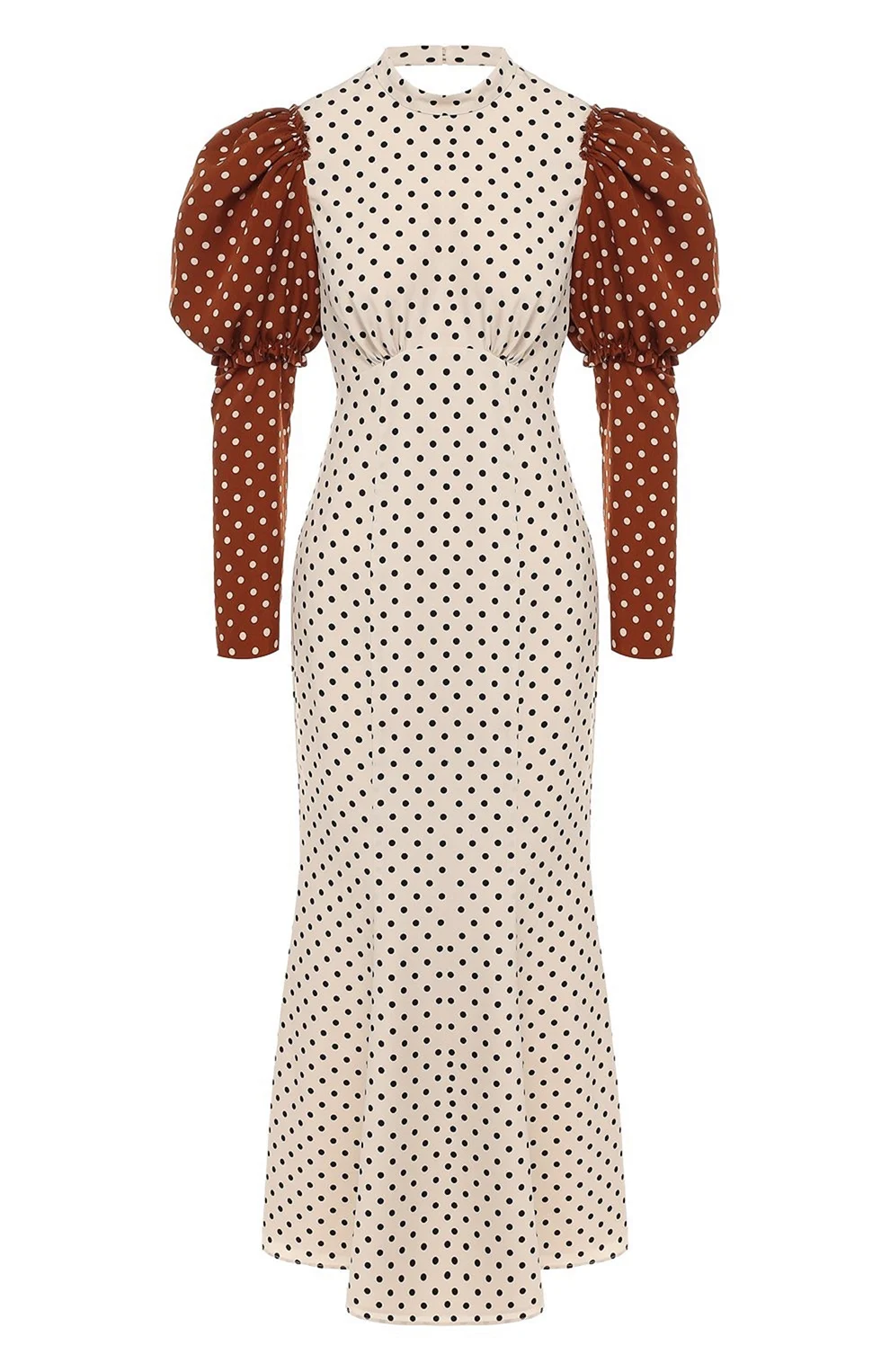 Платье коричневое в белый горошек