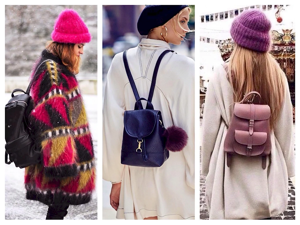 Зимний образ с рюкзаком