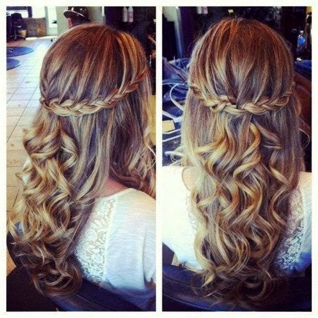 Прически с плетением и локонами