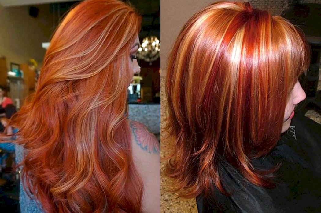 Мелирование колорирование рыжий