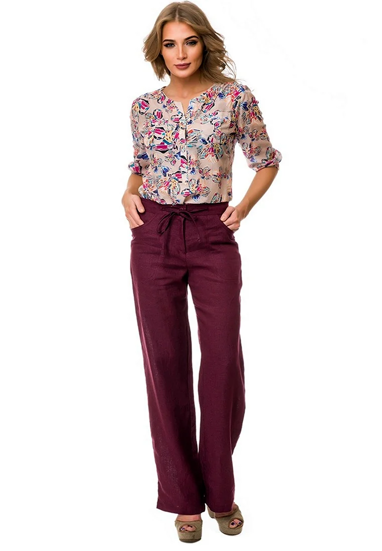 Брюки женские летние бордовый