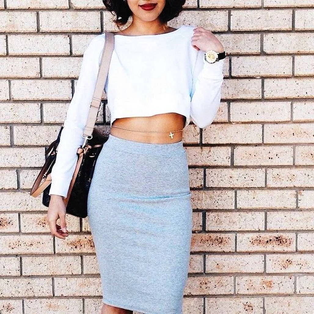 Трикотажная юбка и топ