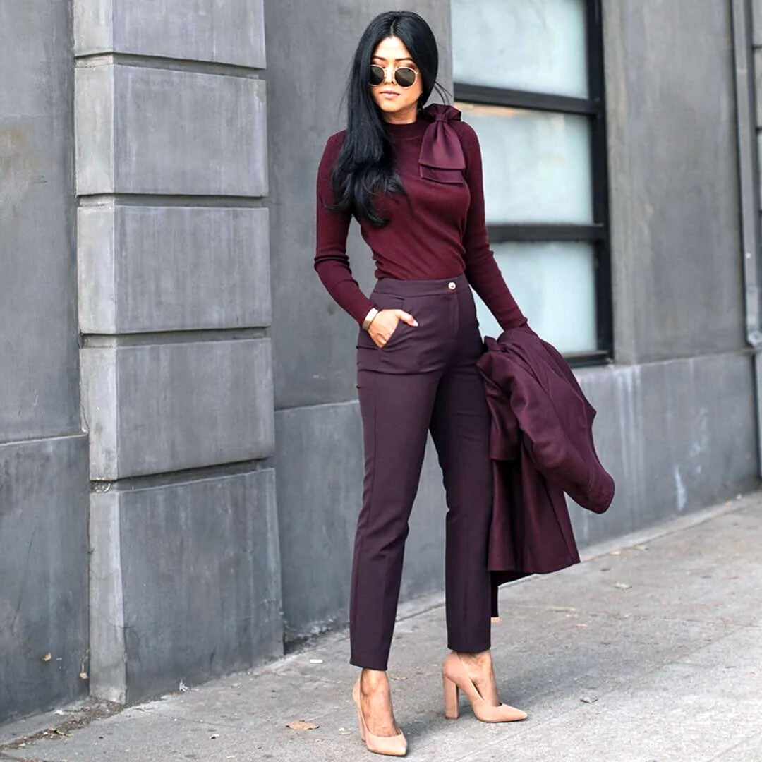 Образ в бордовом цвете