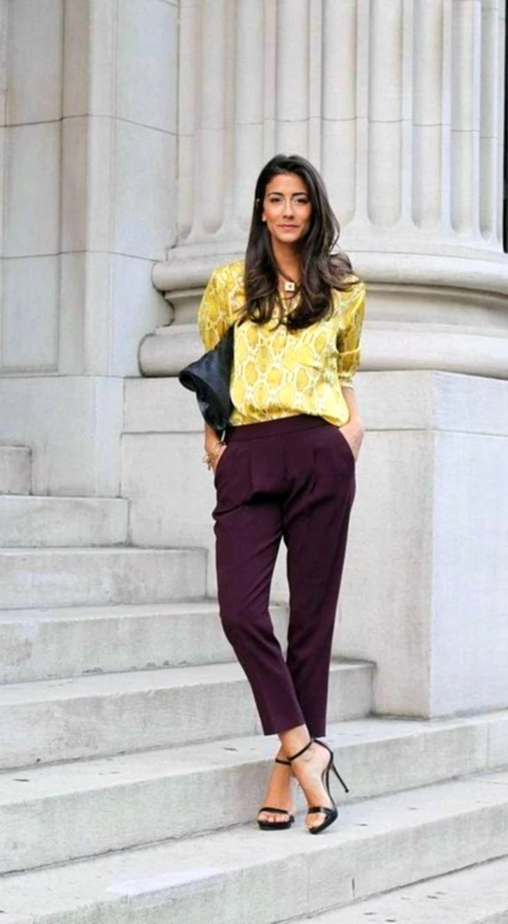 Сочиьание с сереневыми брюкаит