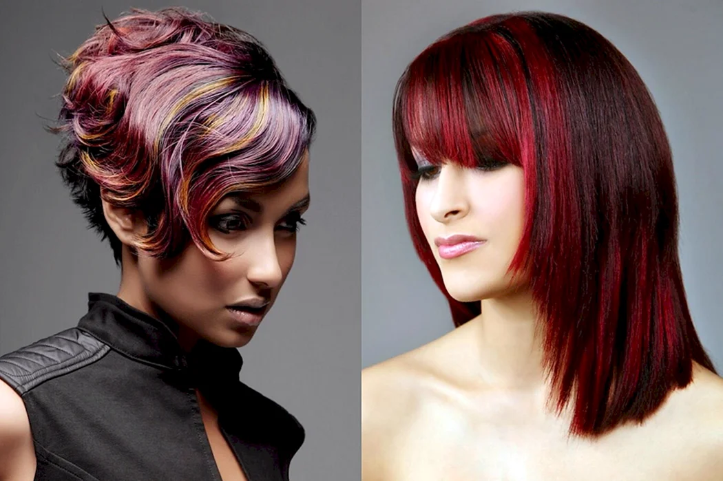 Креативное окрашивание на средние волосы