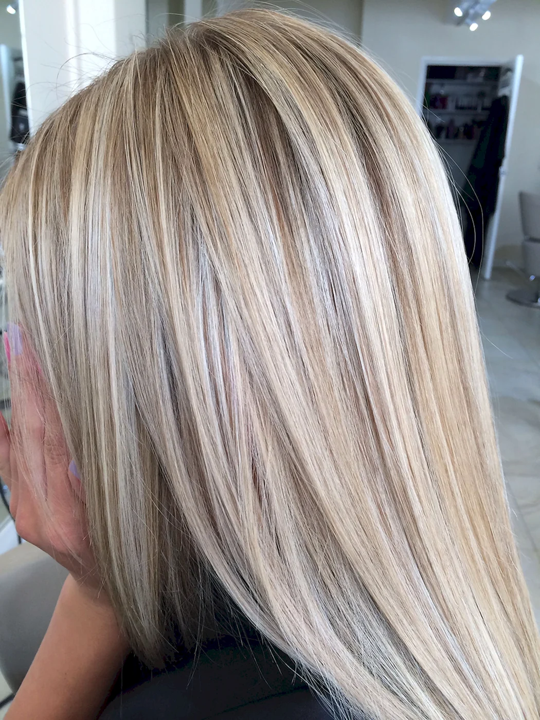 Частое мелирование блонд с тонированием