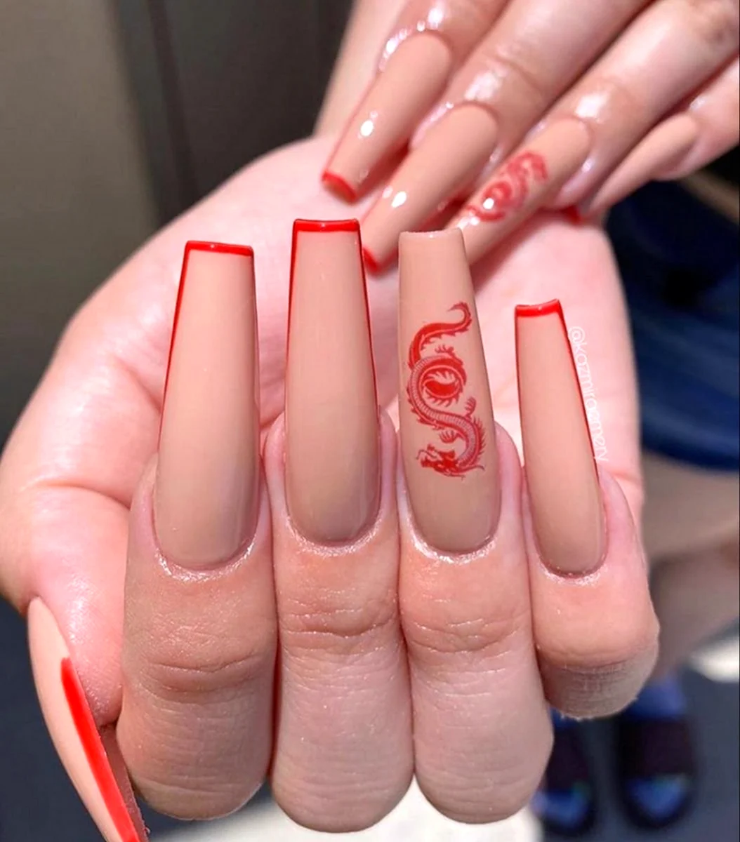 Френч на длинные ногти балерина