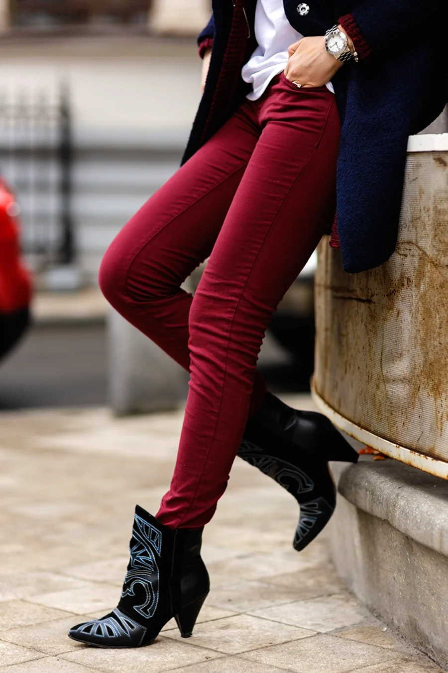 Бордовые брюки