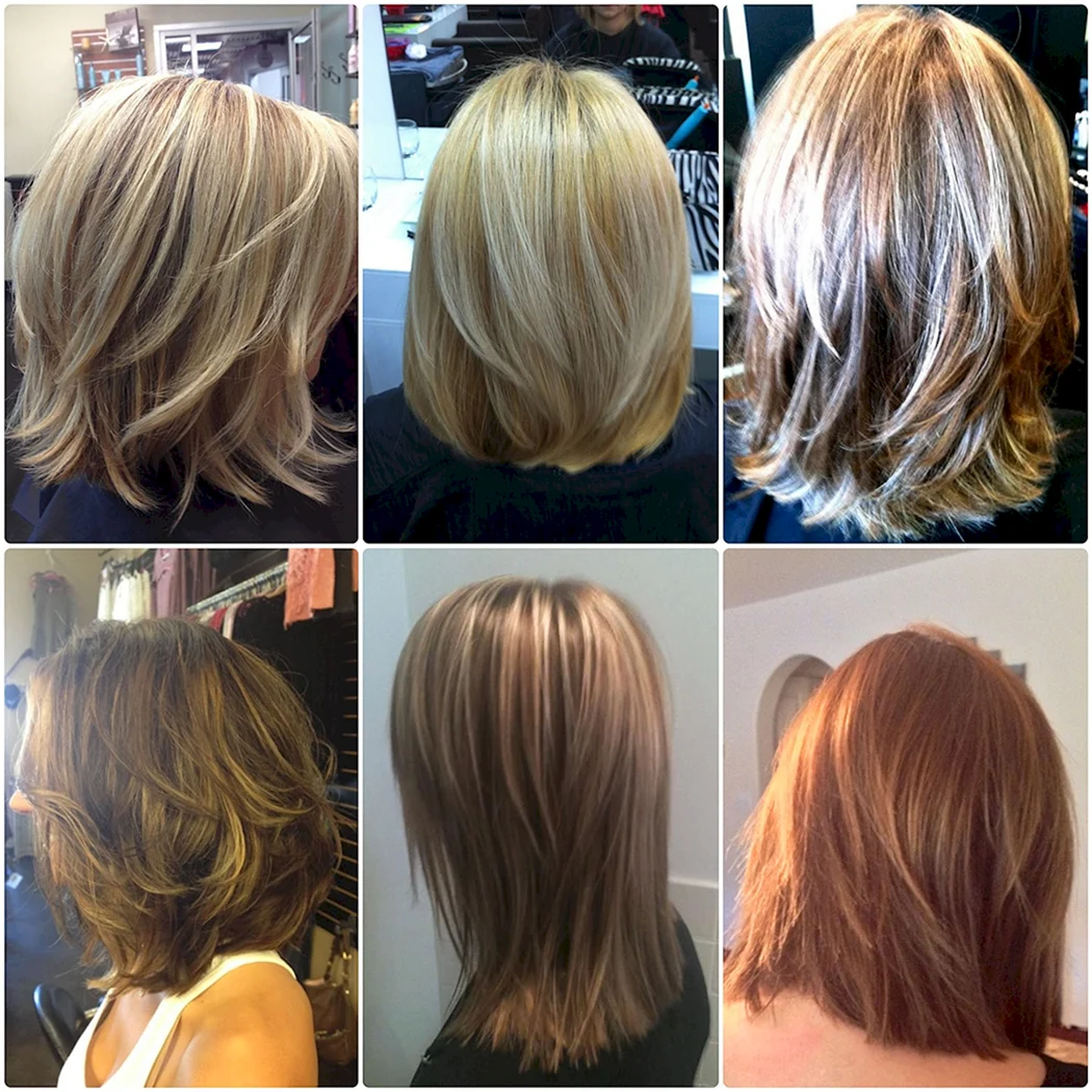 Стрижка Каскад на средние волосы сзади