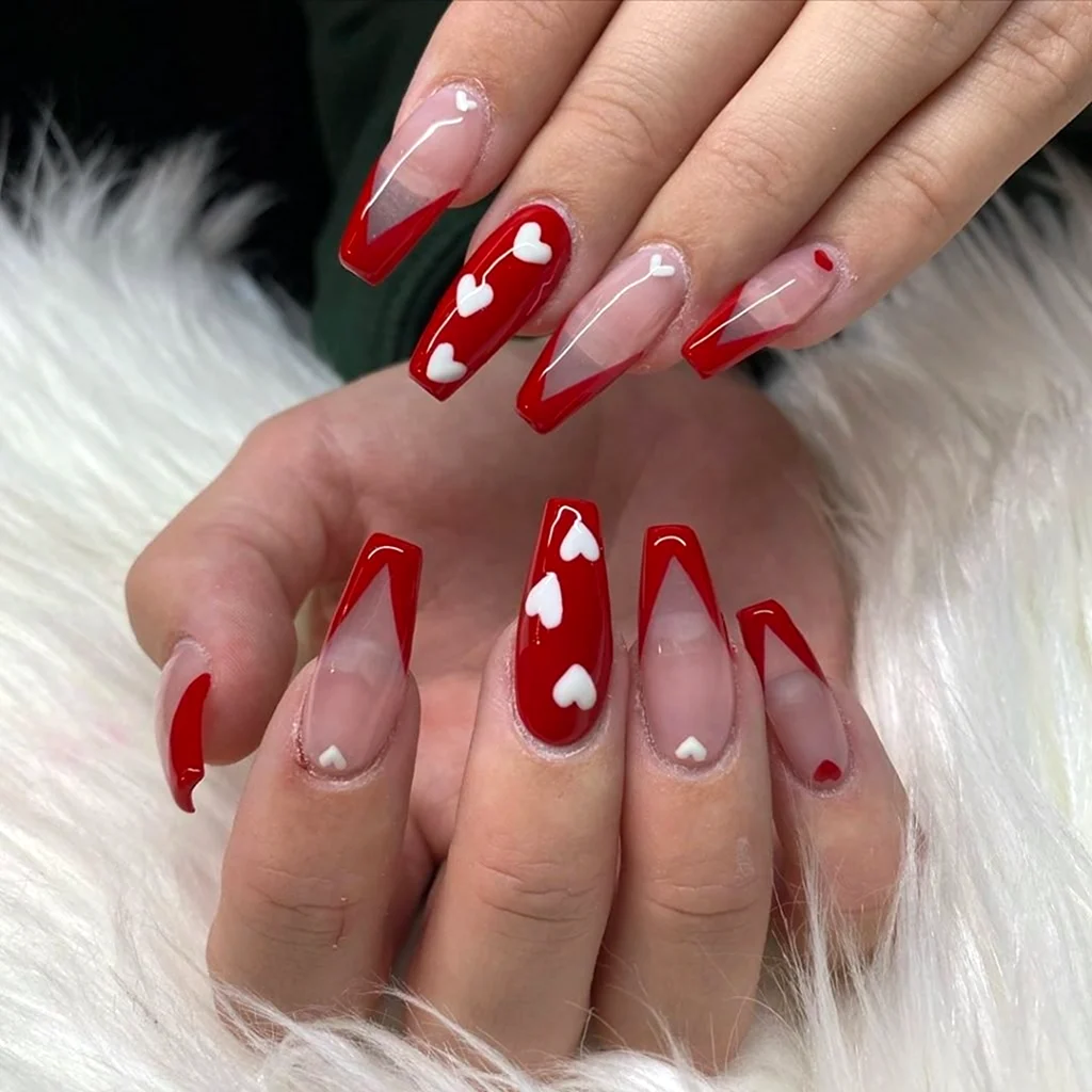 Красный френч 2022 миндаль длинные