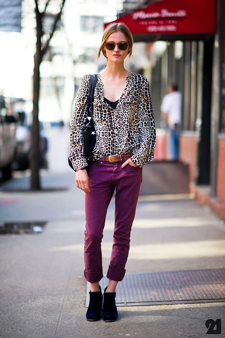 Бордовые брюки Street Style