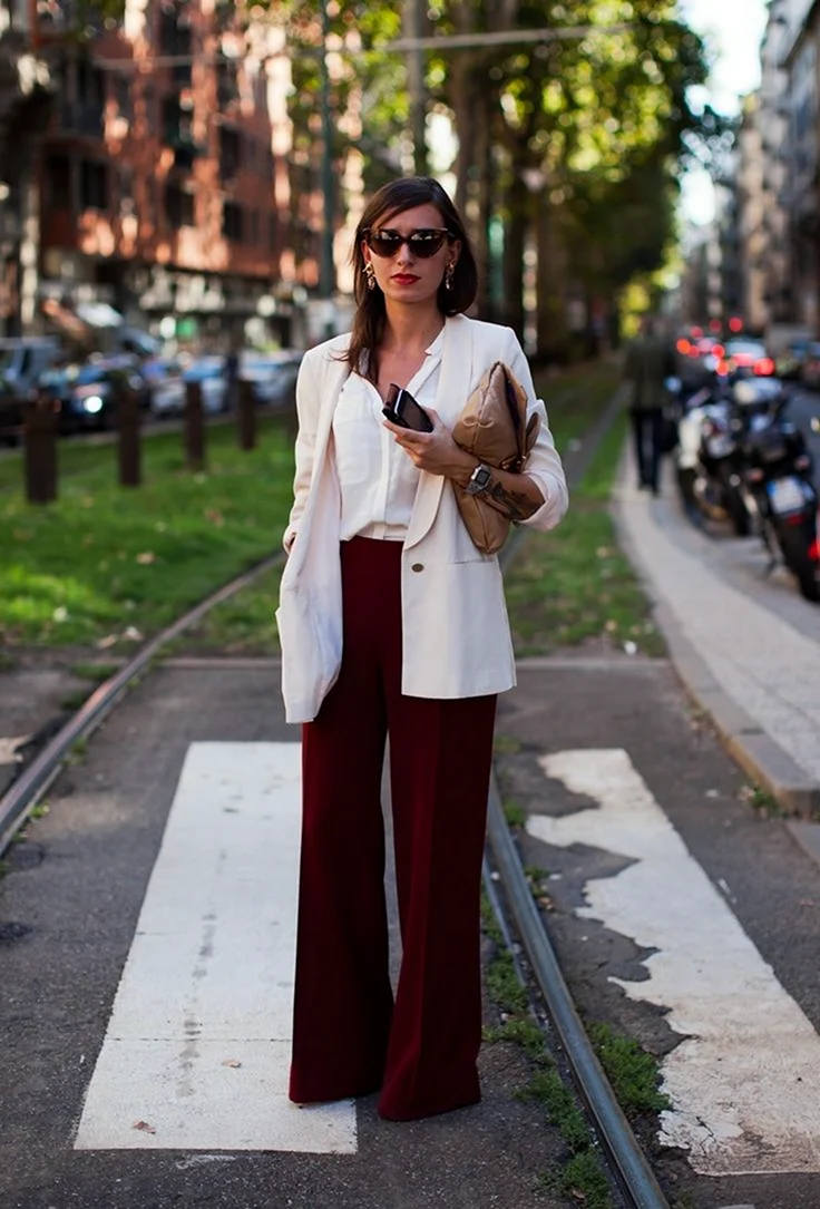 Брюки палаццо марсала