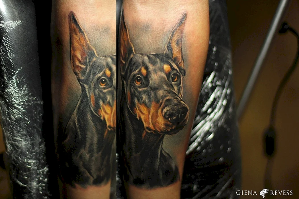 Цербер Доберман тату
