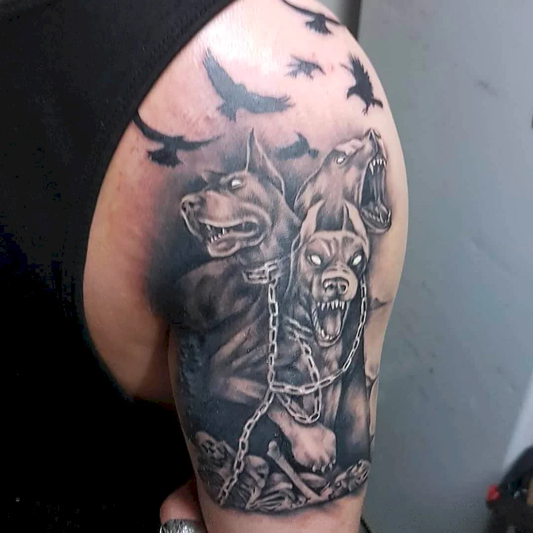 Цербер Доберман тату