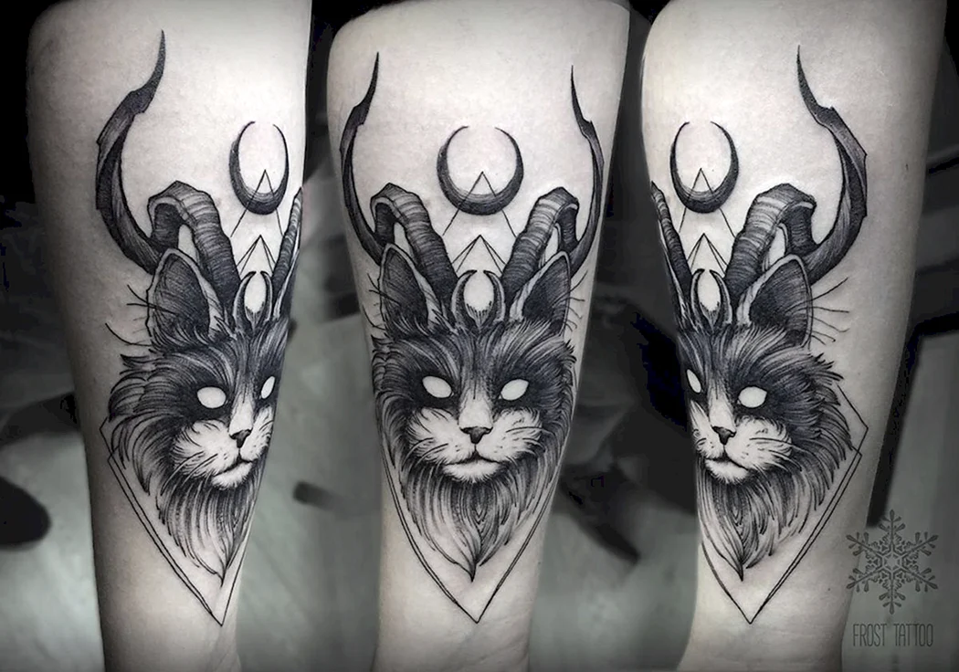 Тату кот дьявол