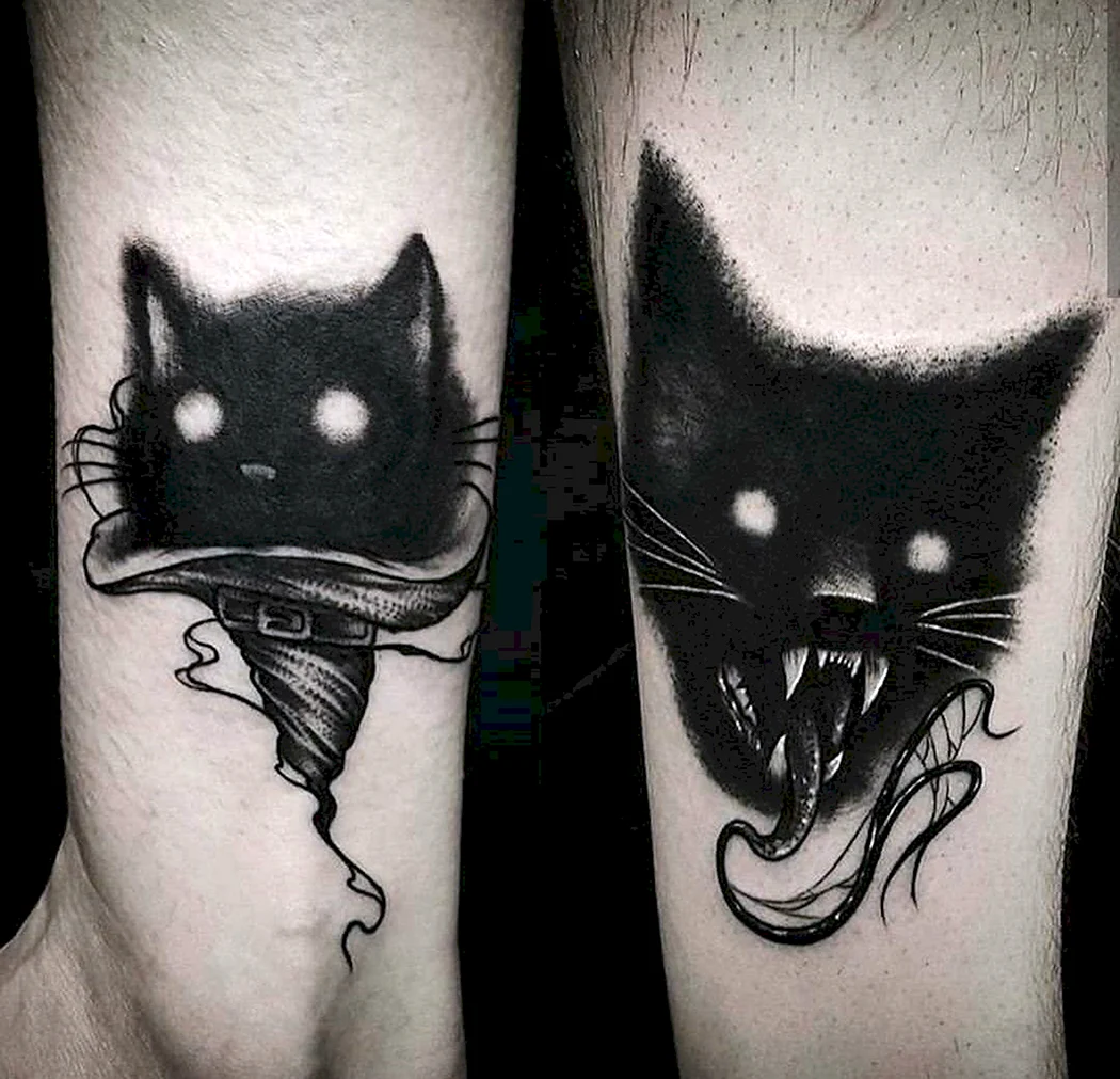 Тату черный кот