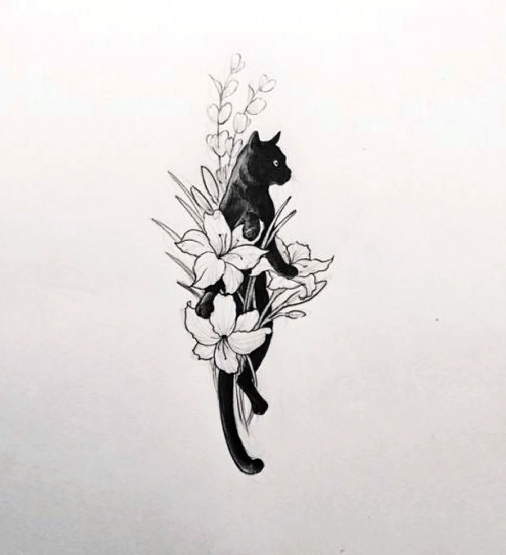 Тату кошка эскизы