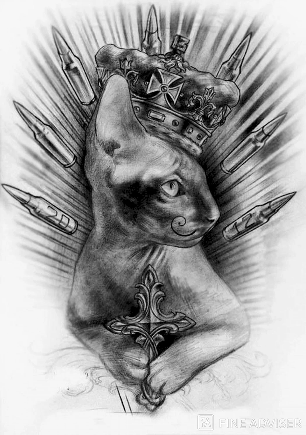 Тату кошка с короной