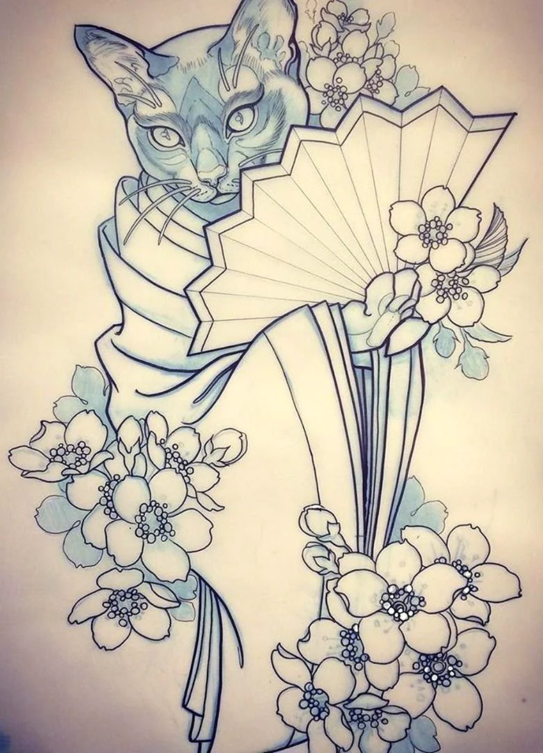 Тату кошка эскизы