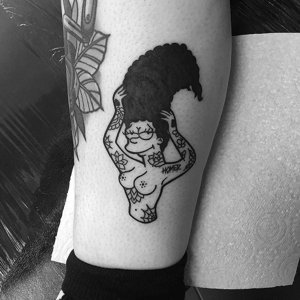 Тату симпсоны черно белые