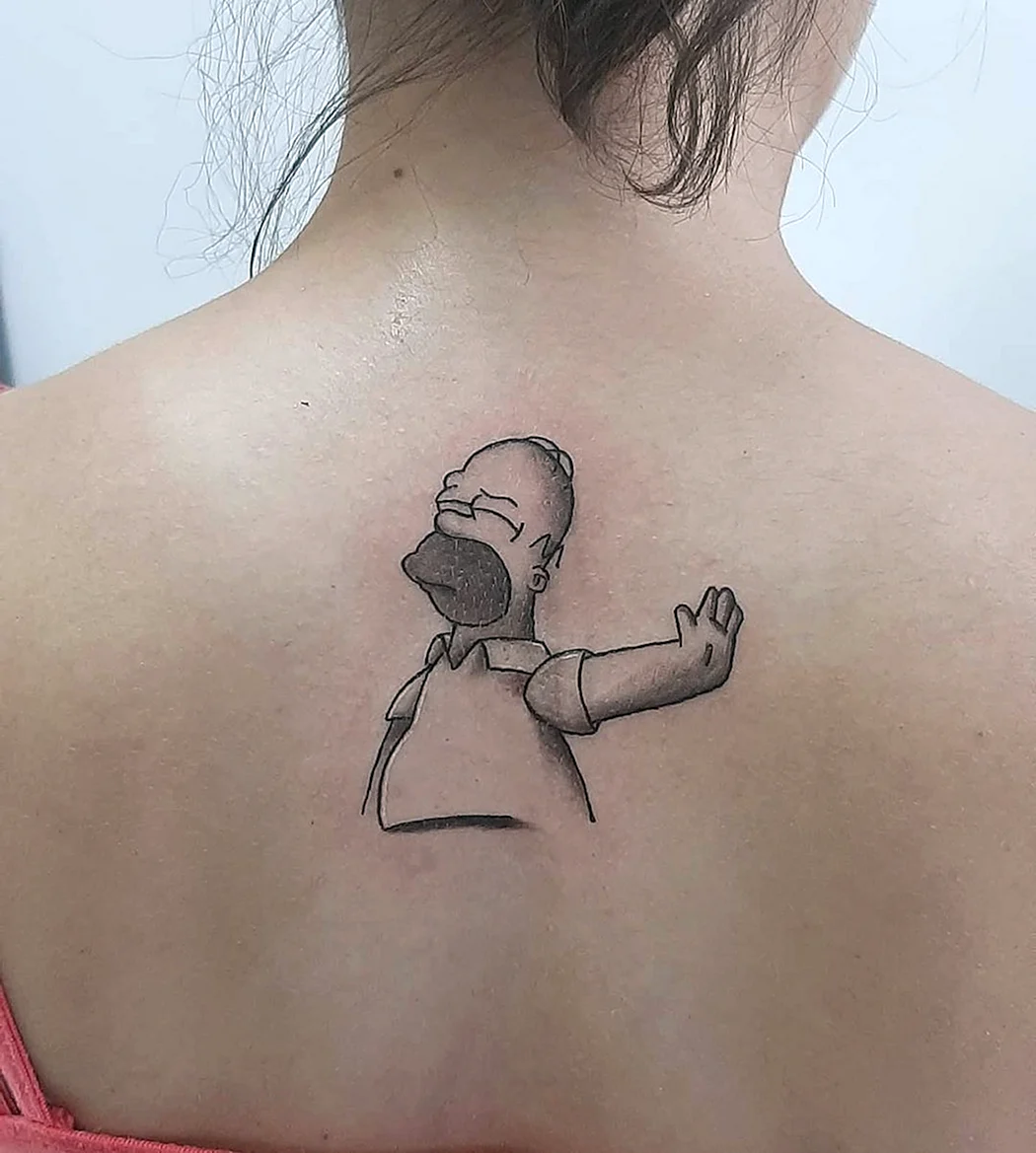 Тату гомер симпсон черно белые