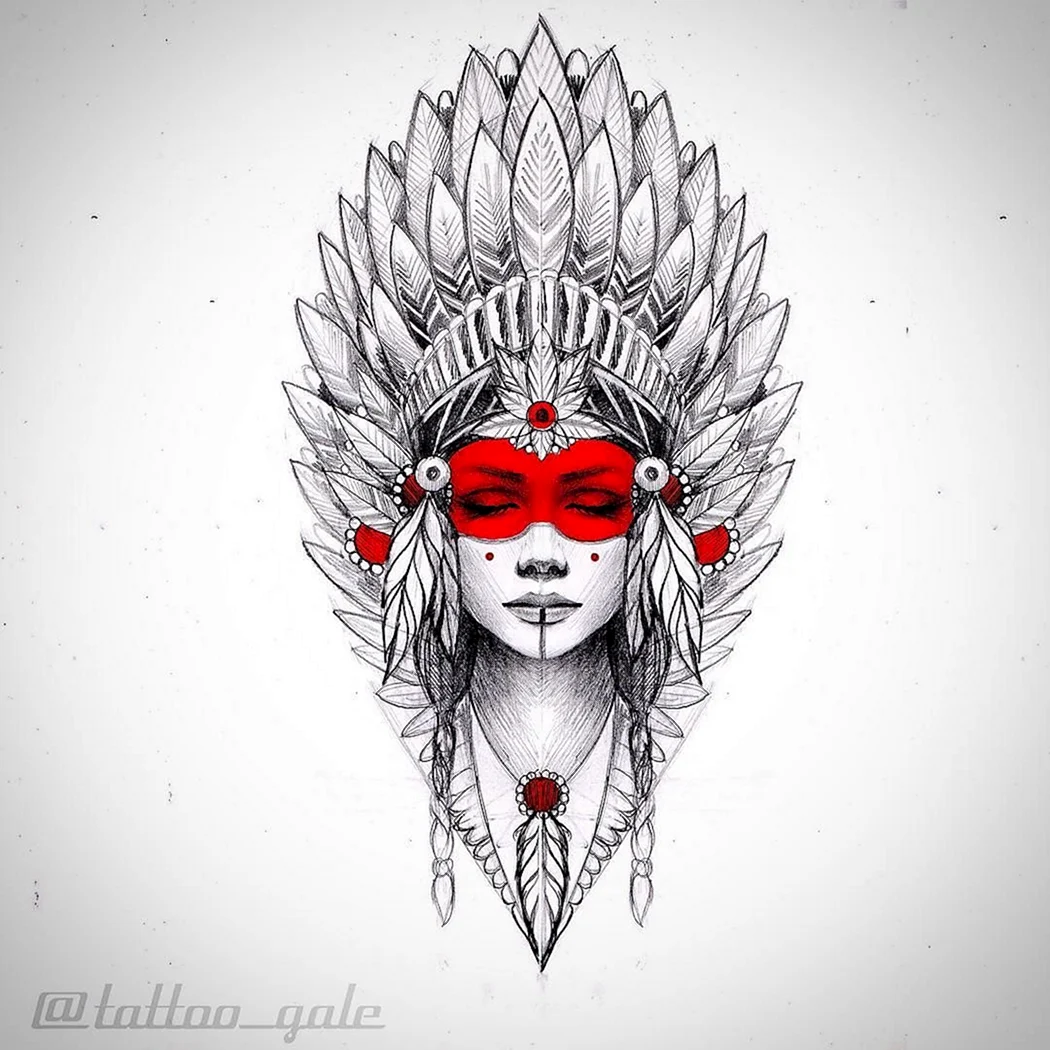 Тату девушка индеец