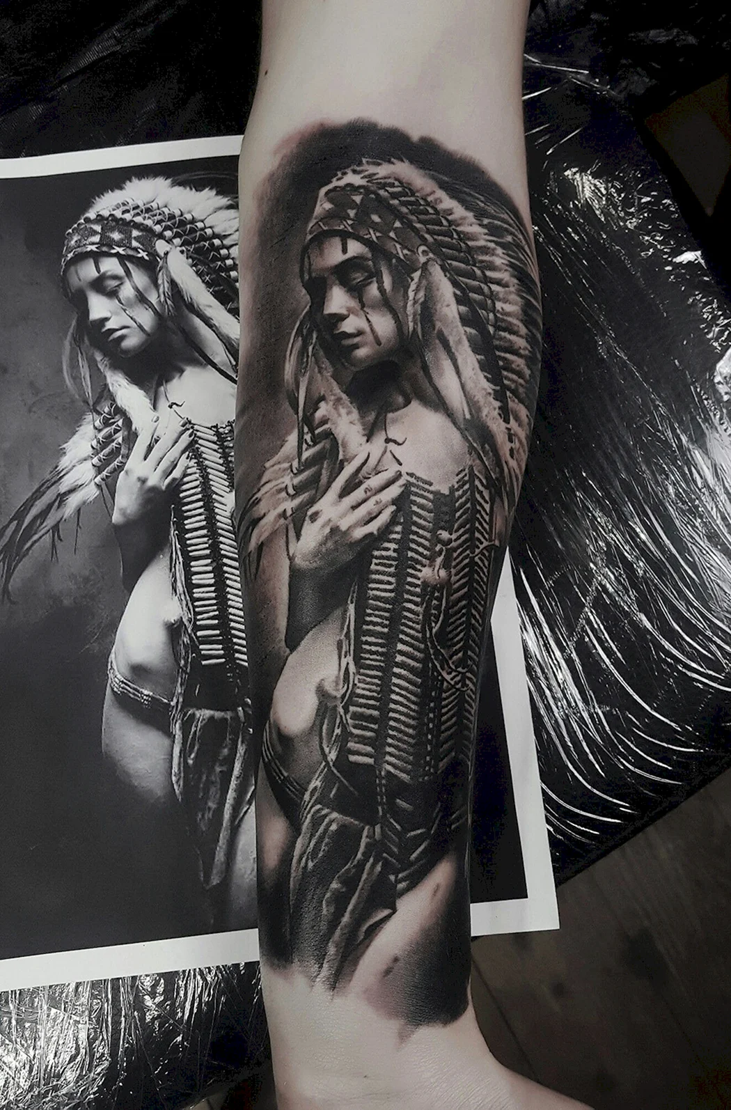 Тату индейская тематика