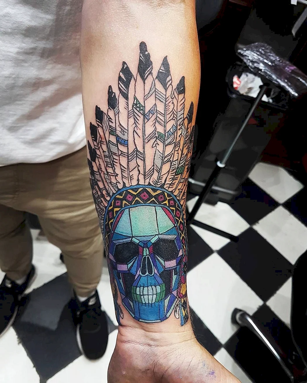 Тату индеец на предплечье