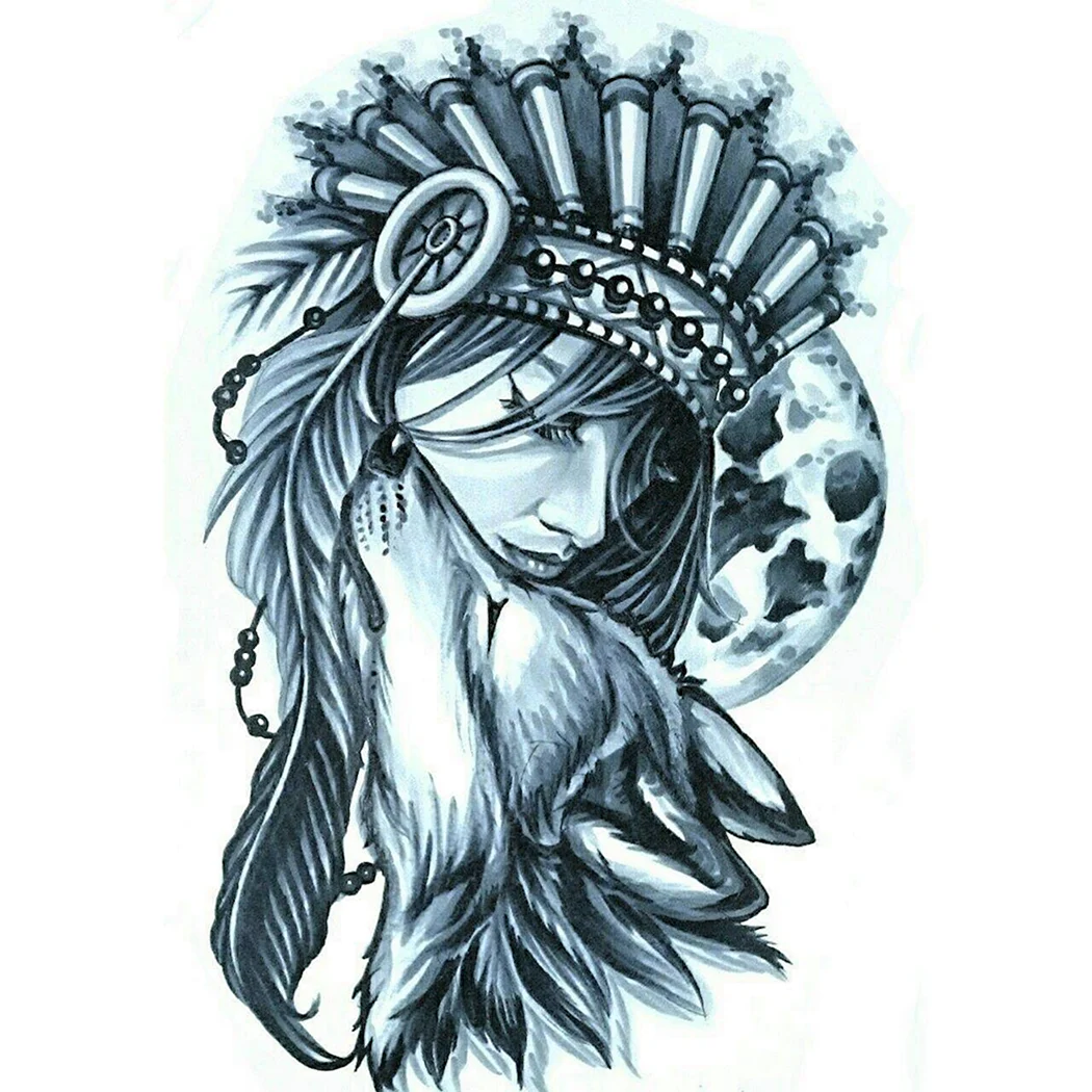 Девушка индеец эскиз