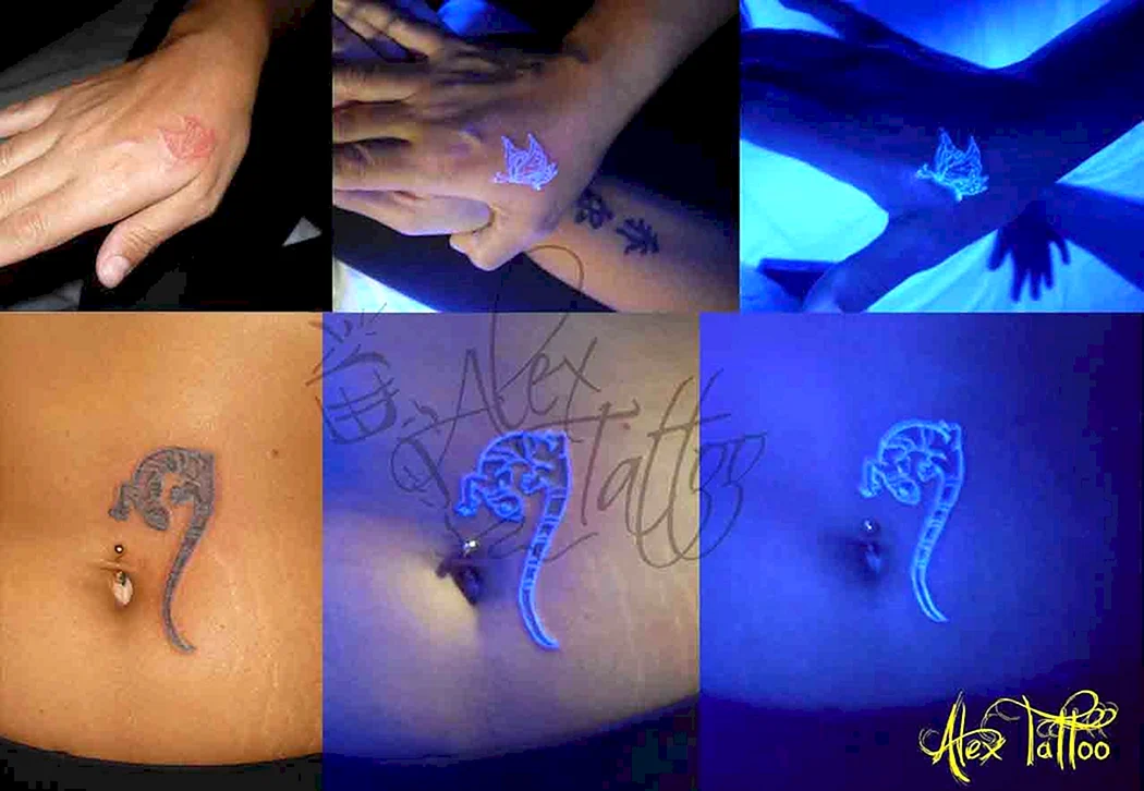 Тату с светящиеся в ультрафиолетовом свете