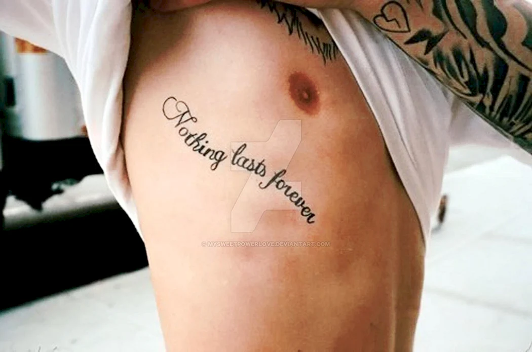 Тату надпись на ребрах мужские