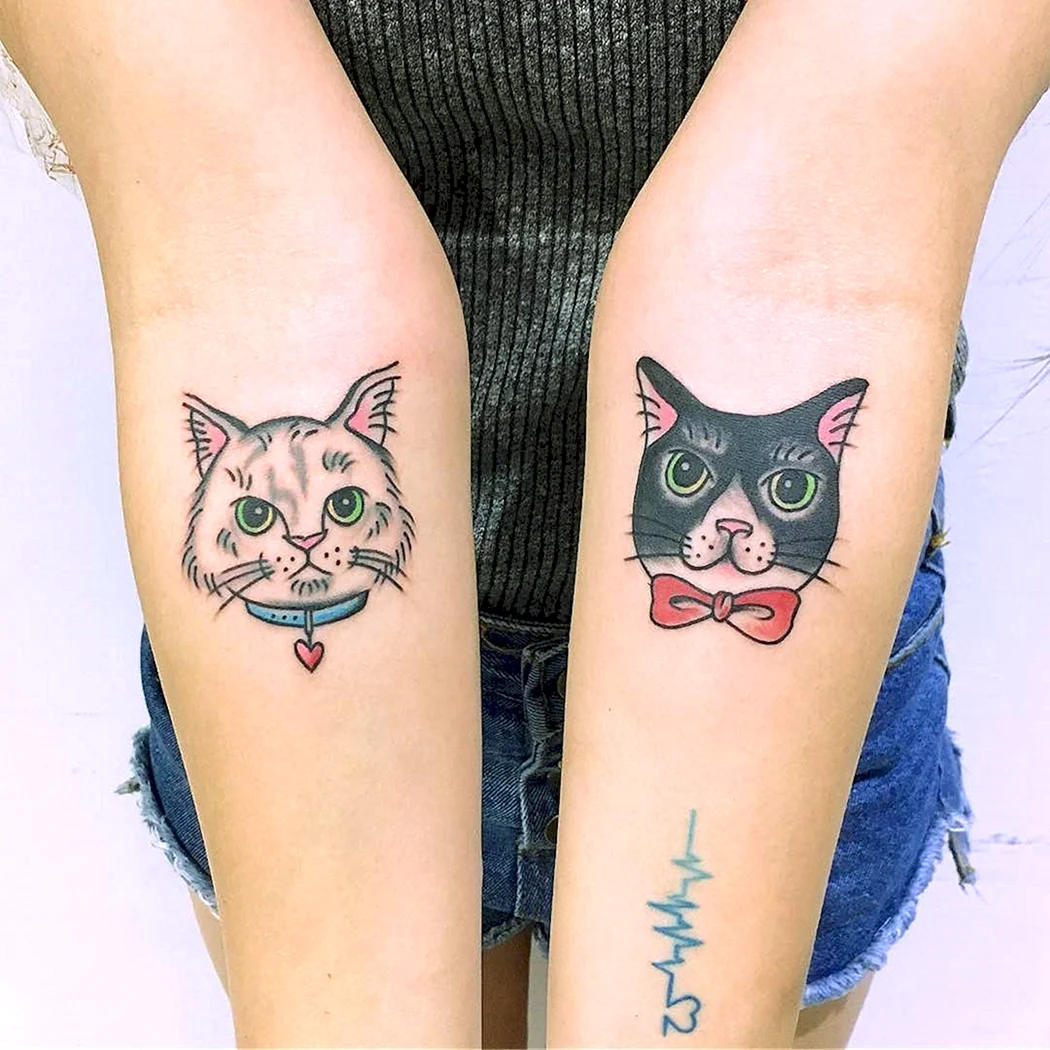 Парная тату коты