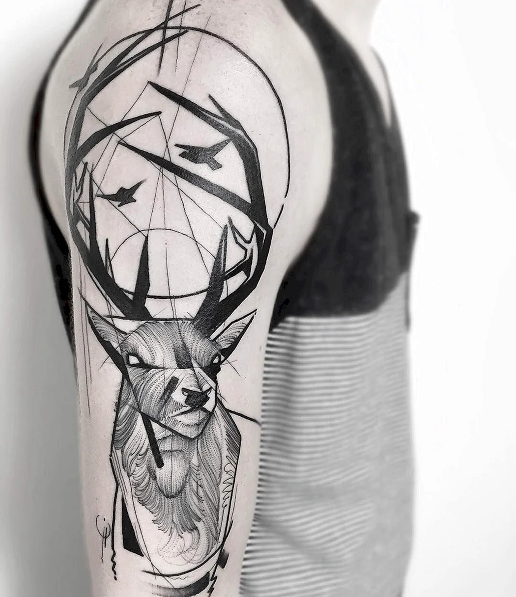 Олень linework