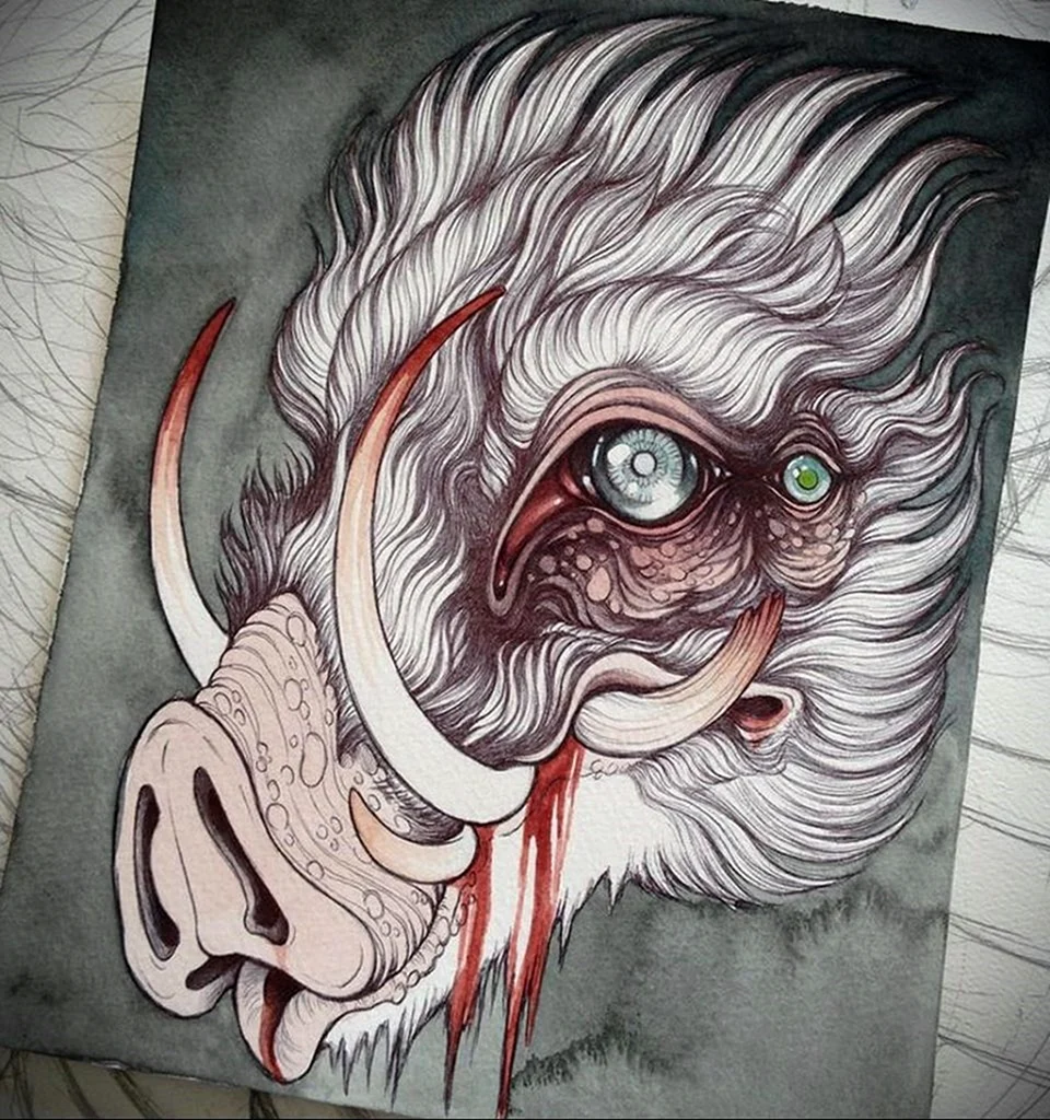 Кабан Япония тату