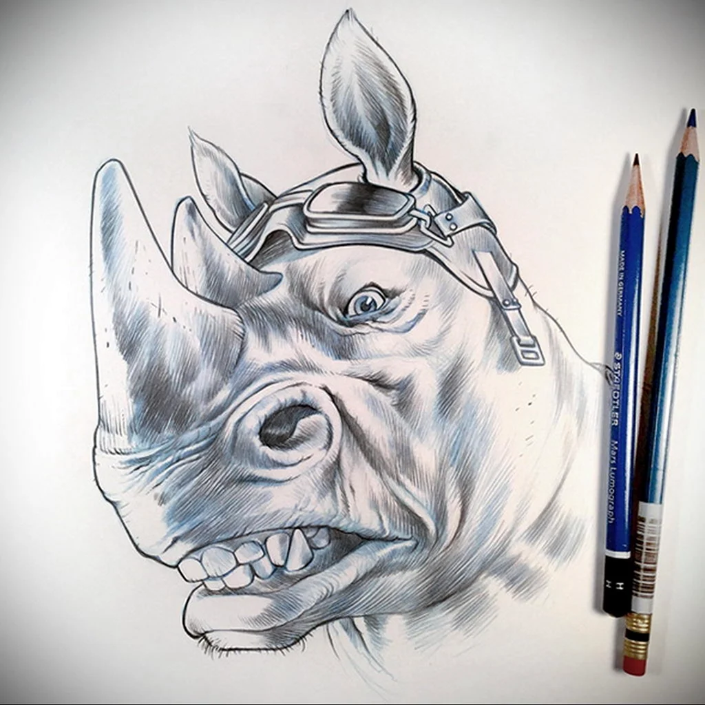 Тату носорог эскизы