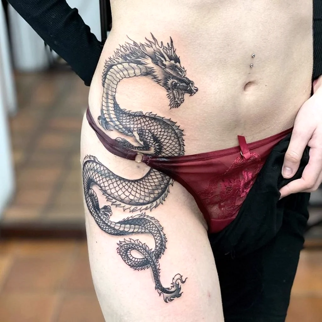 Тату дракон для девушек