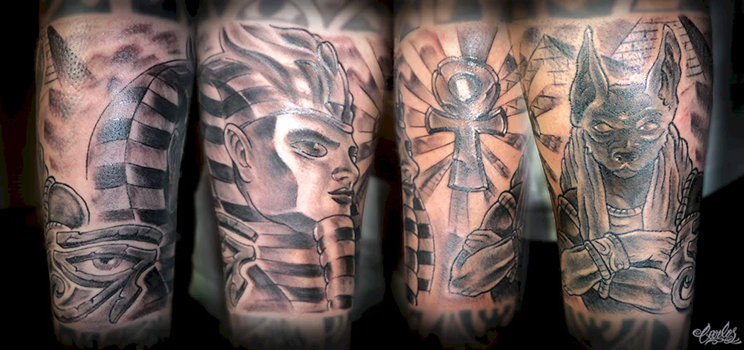 Сфинкс и Анубис тату