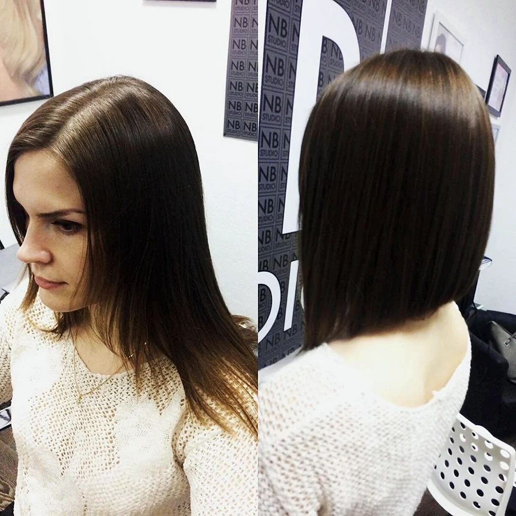 Удлиненное каре на жидкие волосы