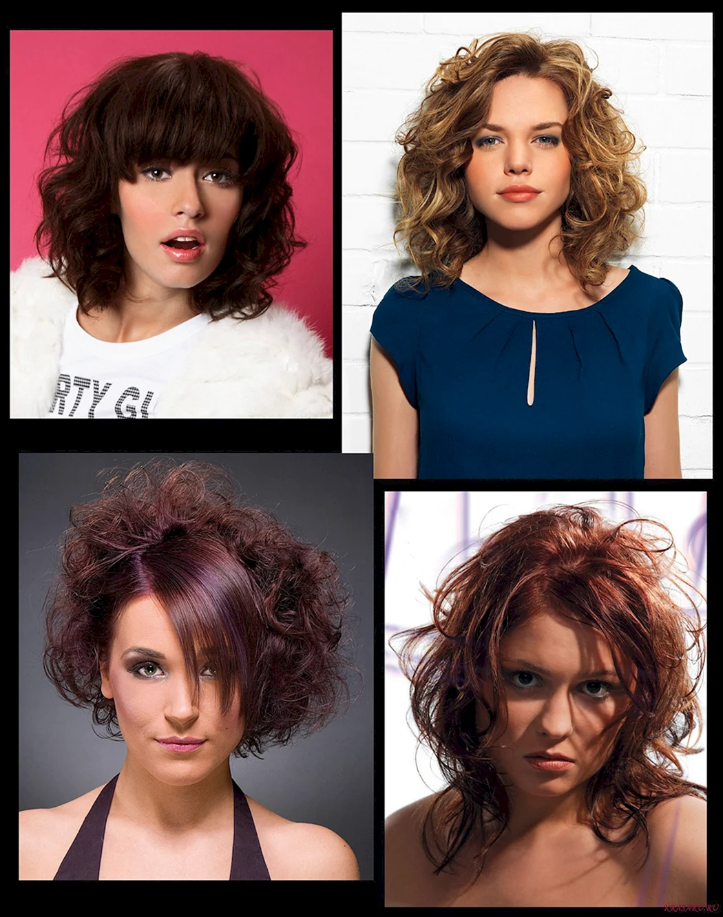 Боб Каскад на средние вьющиеся волосы