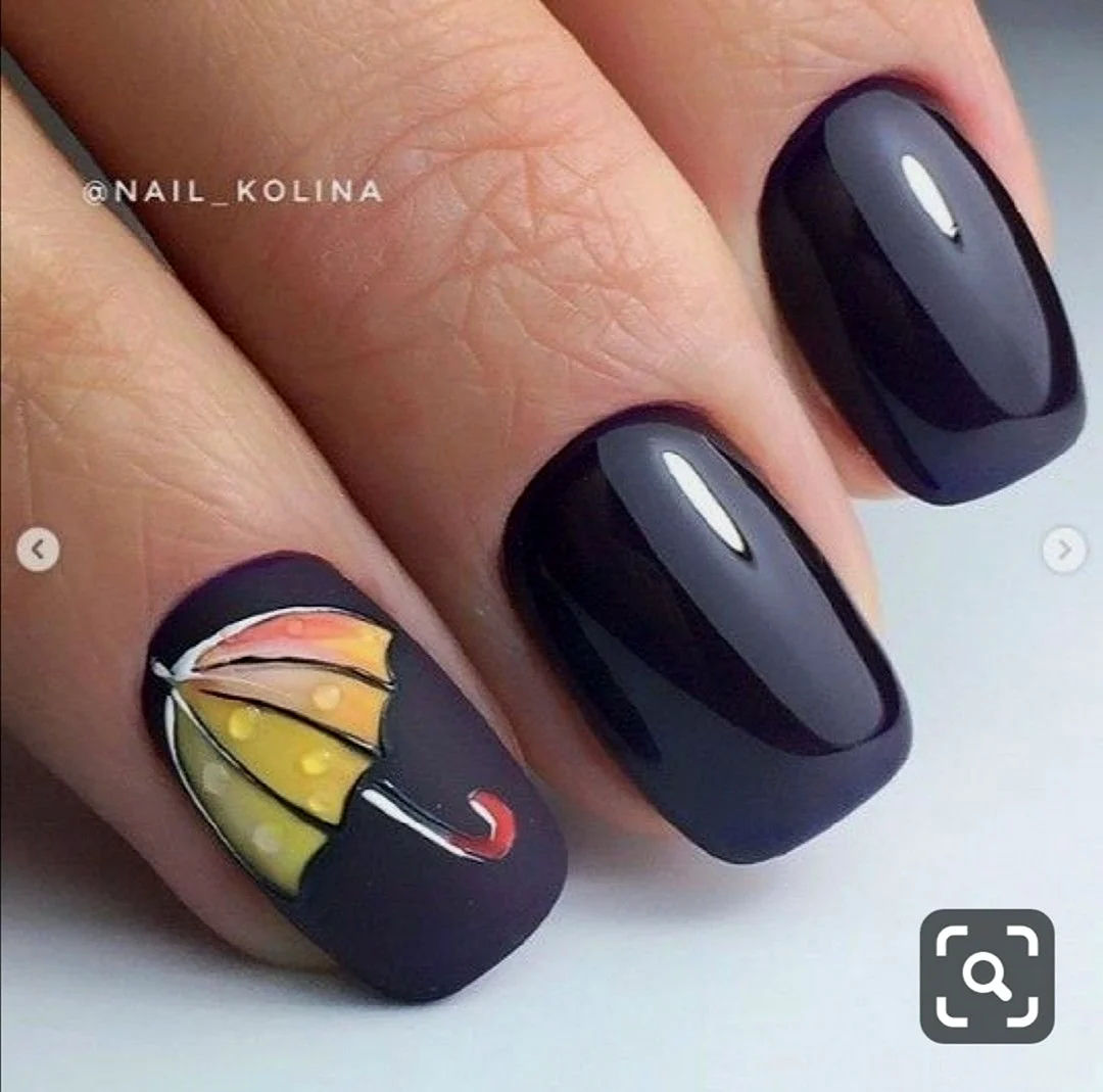 Осенний маникюр с зонтиком