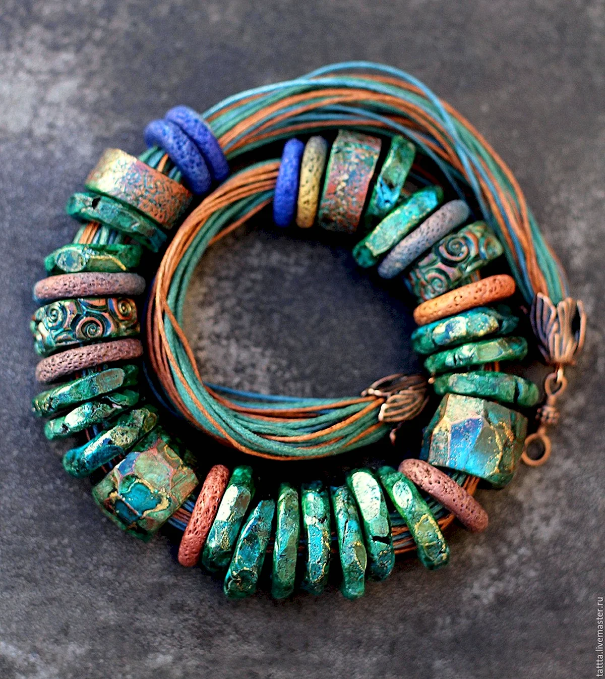 Колье из полимерной глины этно бохо