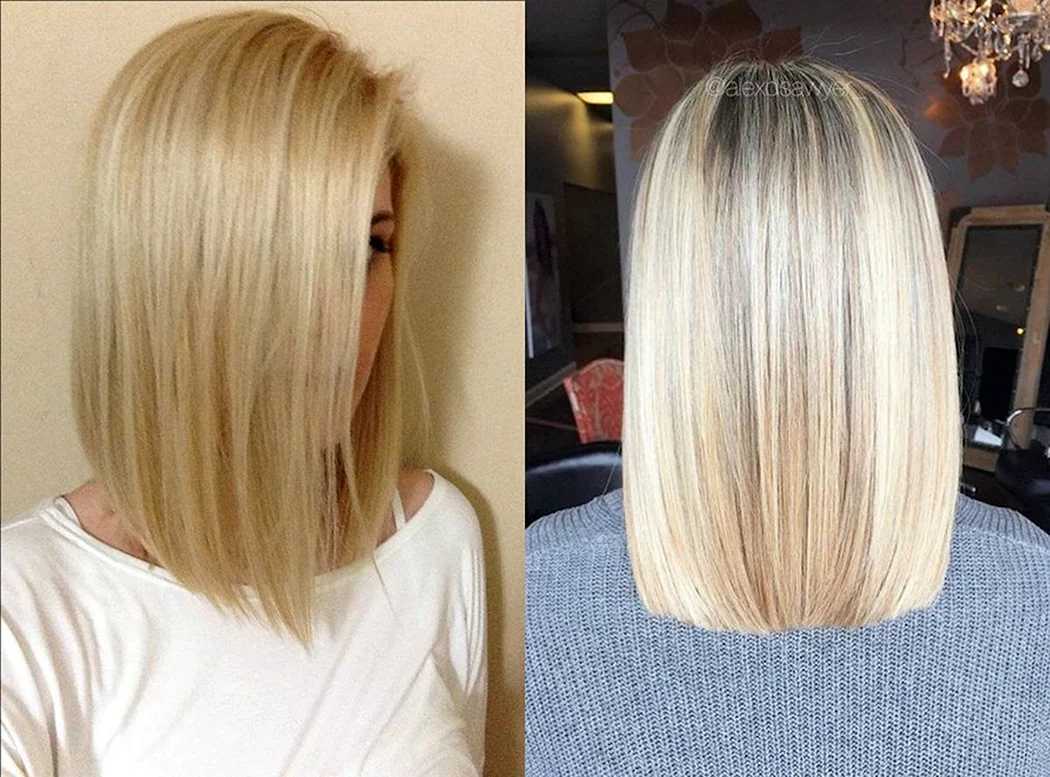 Стрижка прямой срез на средние волосы